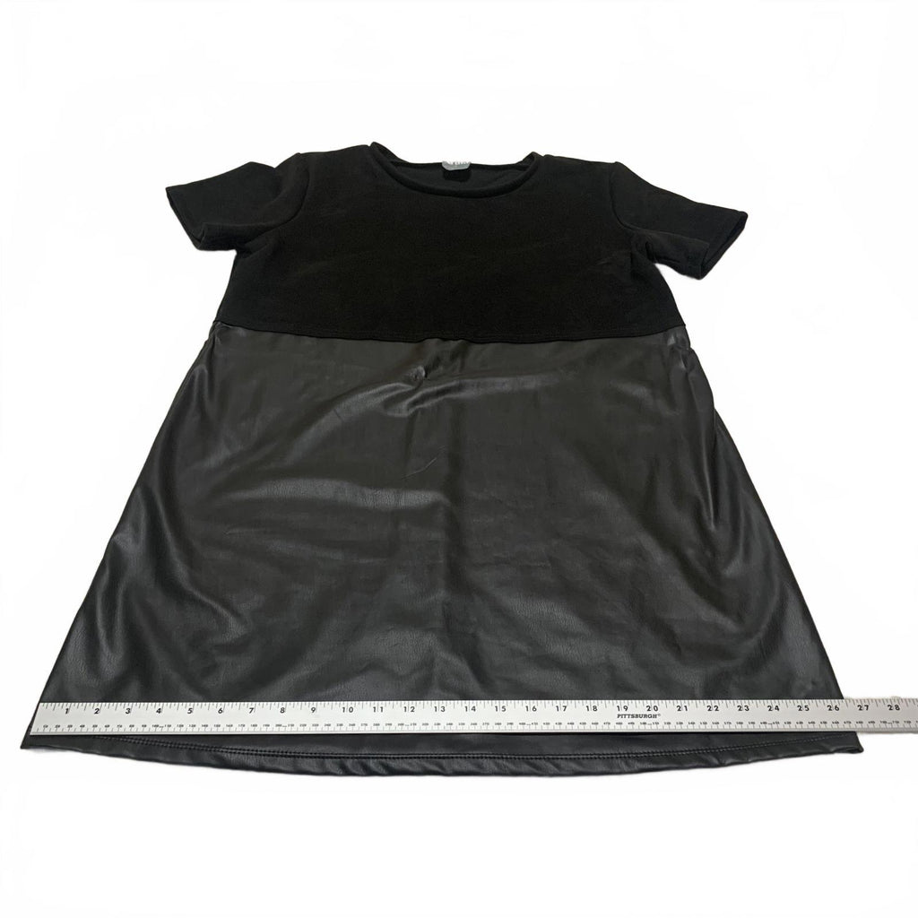 Arula Women's Size 1X Short Sleeve Casual Dress Faux Leather Skirt USA