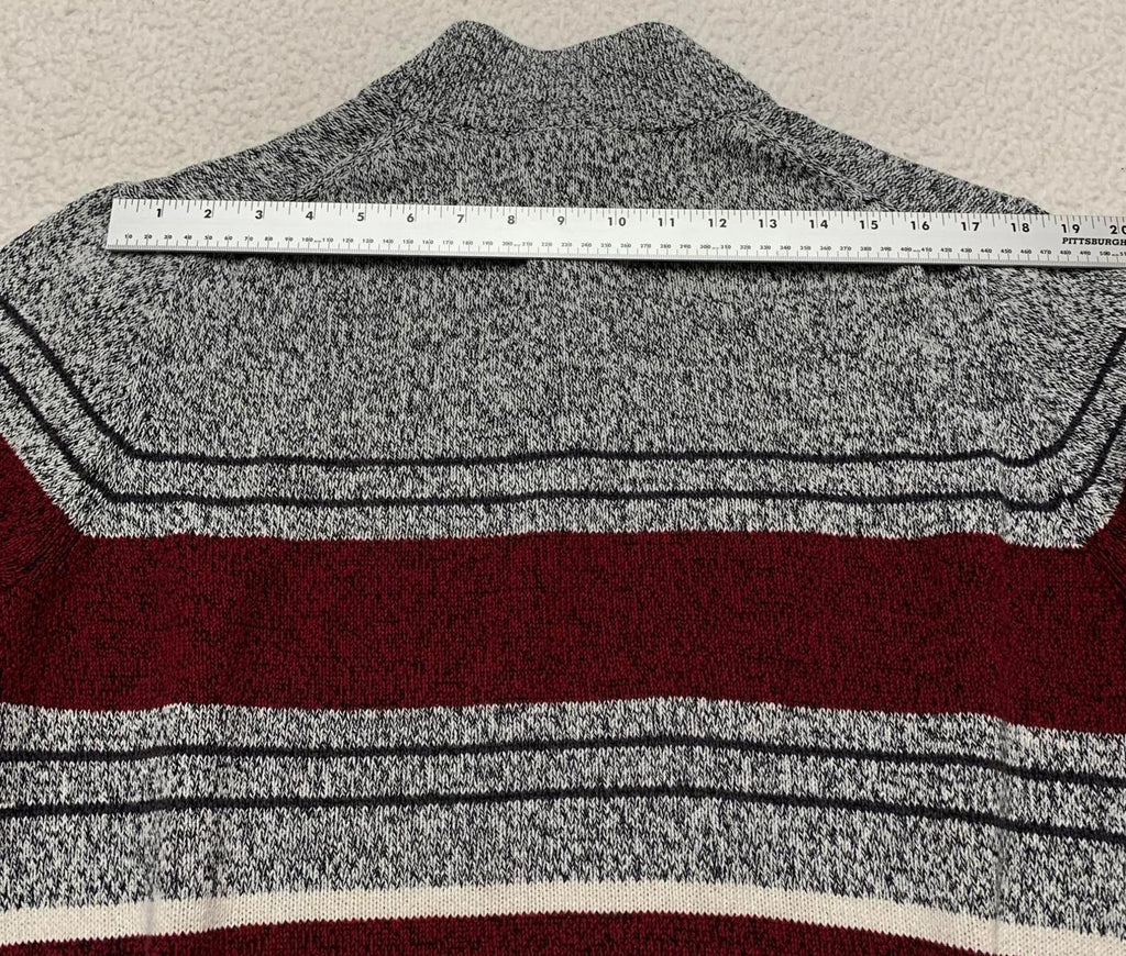Croft & Barrow Men's XL Gray Burgundy Striped Sweater Cotton