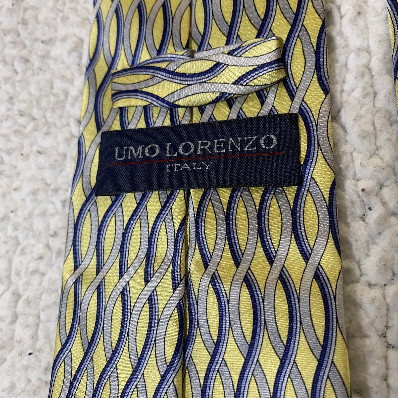 Umo Lorenzo Men's Tie Yellow Blue Grey Italian Design