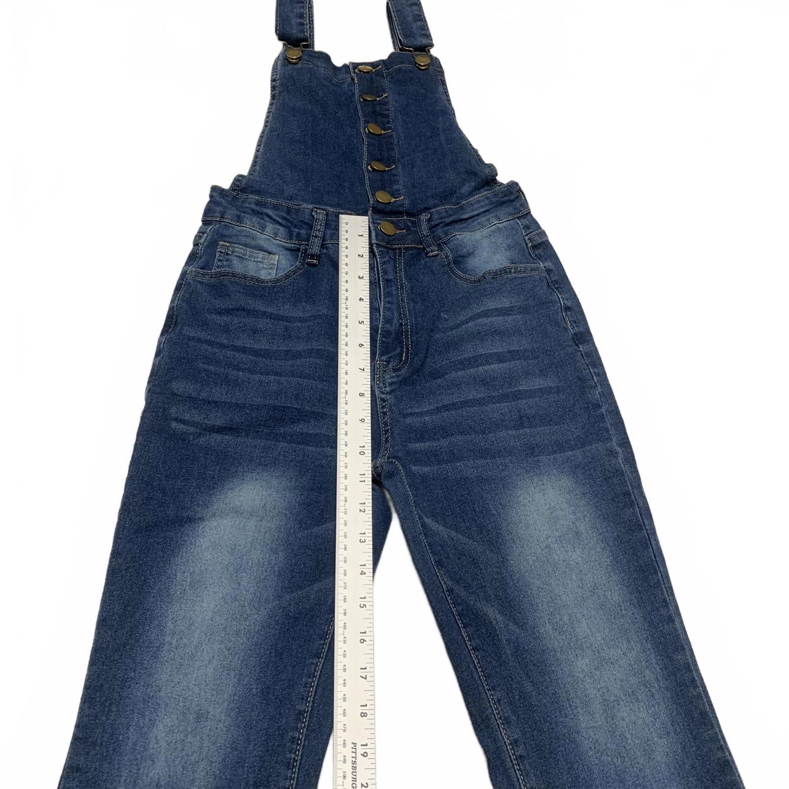 Denim Overalls Women's Size Small Blue Flared Legs Jeans