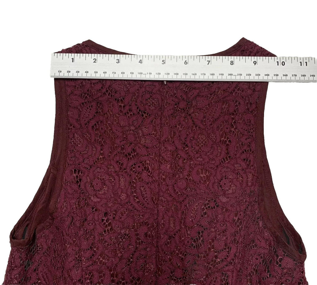 Banana Republic Juniors Size 00P Petite Burgundy Lace Empire Waist Sheath Dress