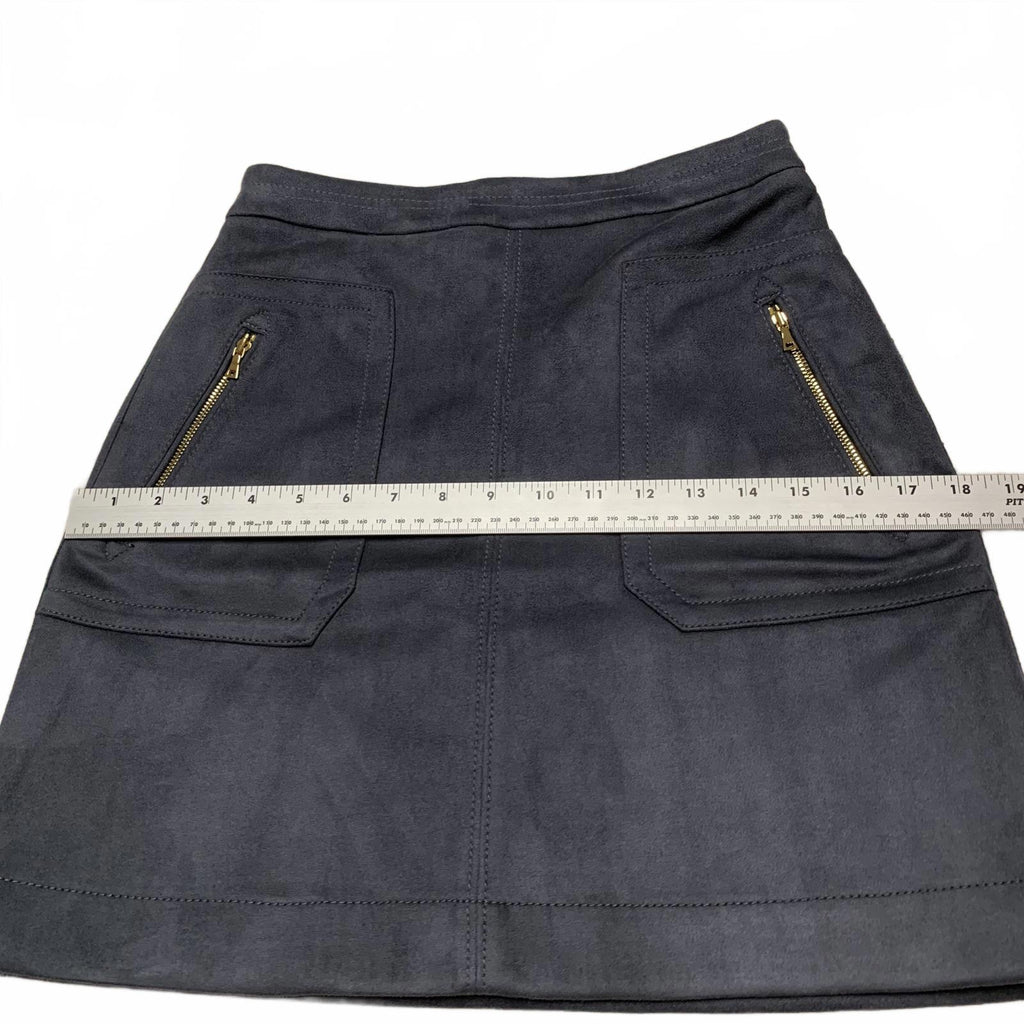 LOFT Petite Sze 00 Petite Suede Mini Skirt Zipper Pockets Charcoal Gray W 26.5