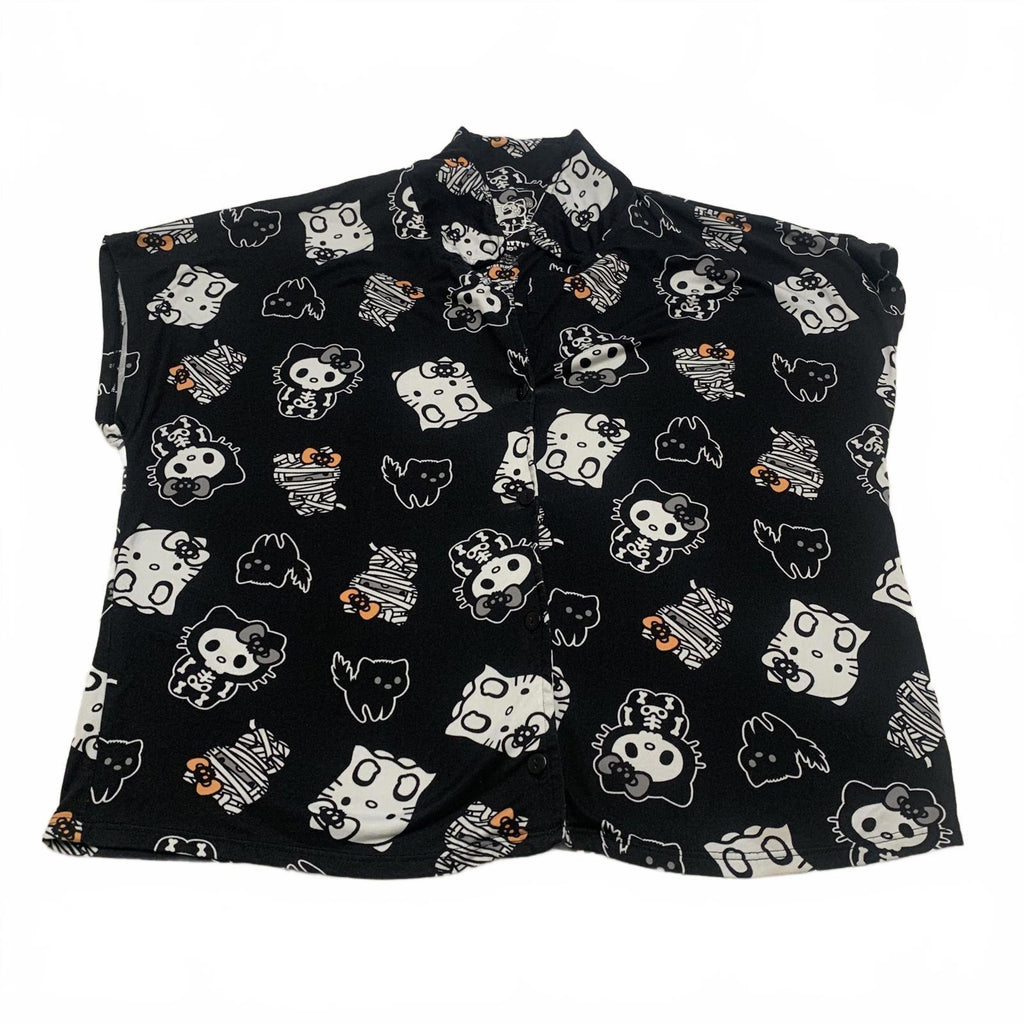 Hello Kitty Womens Size Small Black Sleepwear Top Halloween Short Sleeve Shirt