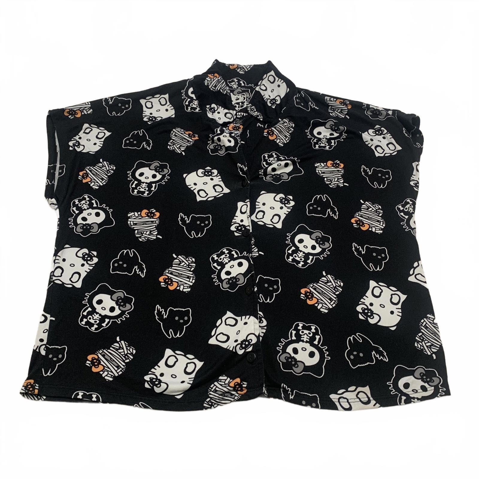 Hello Kitty Womens Size Small Black Sleepwear Top Halloween Short Sleeve Shirt