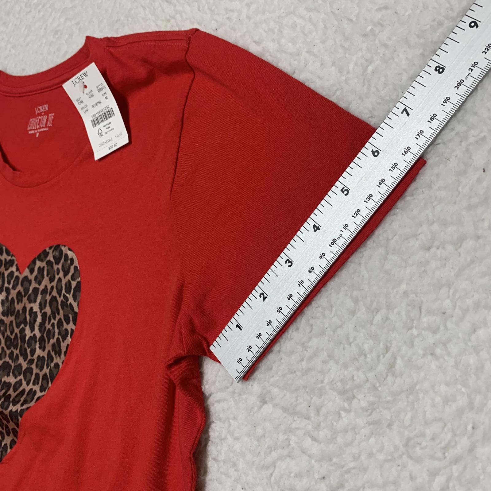 J.Crew Women's Size Medium Red Leopard Heart T-Shirt Collector Tee