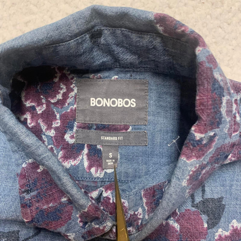 Bonobos Womens Size Small Denim Floral Print Button-Up Shirt