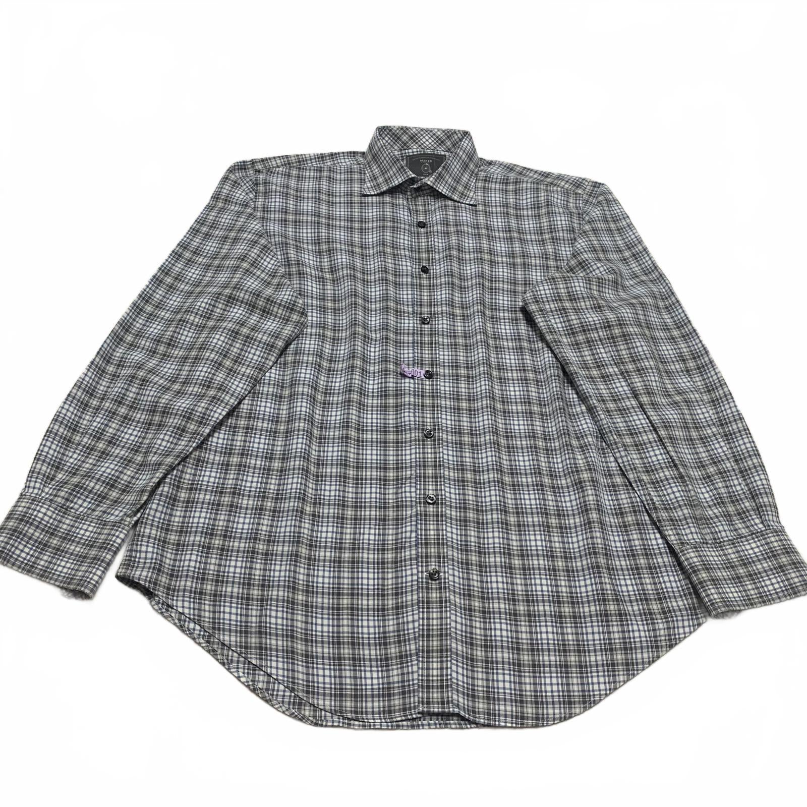 Maker Company Mens Size Large Black Gray Classic Plaid Shirt