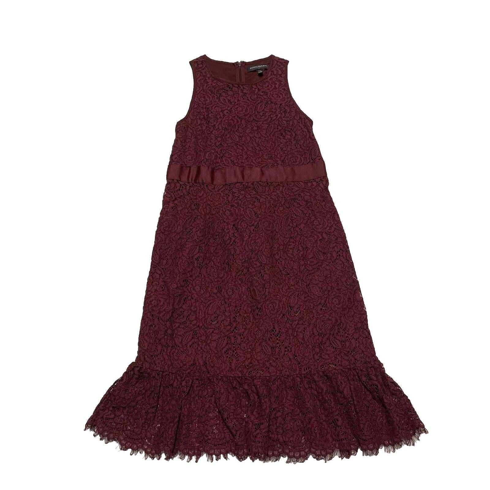 Banana Republic Juniors Size 00P Petite Burgundy Lace Empire Waist Sheath Dress