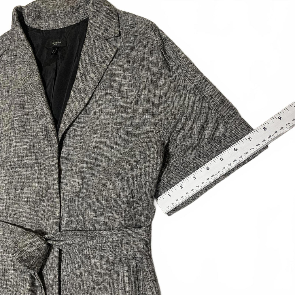 Ann Taylor Women's Size 12 Gray Short Sleeve Belted Blazer