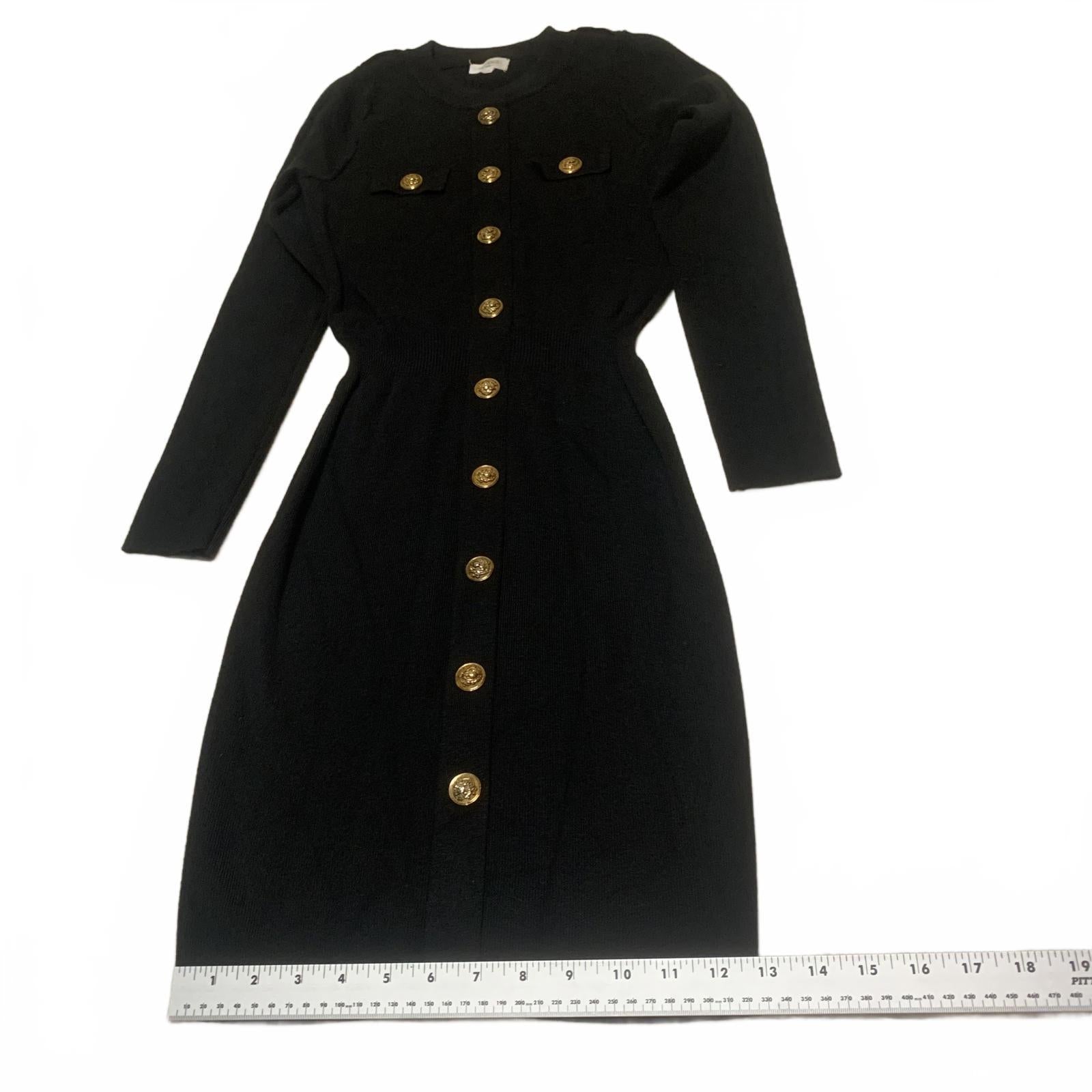 Moocci Paris Women's Size S/M Black Long Sleeve Button Front Stretch Dress