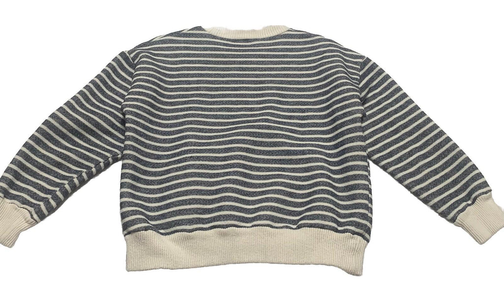 Zara Womens Size M Blue Beige Cropped Long Sleeve Sweater Top Loungewear