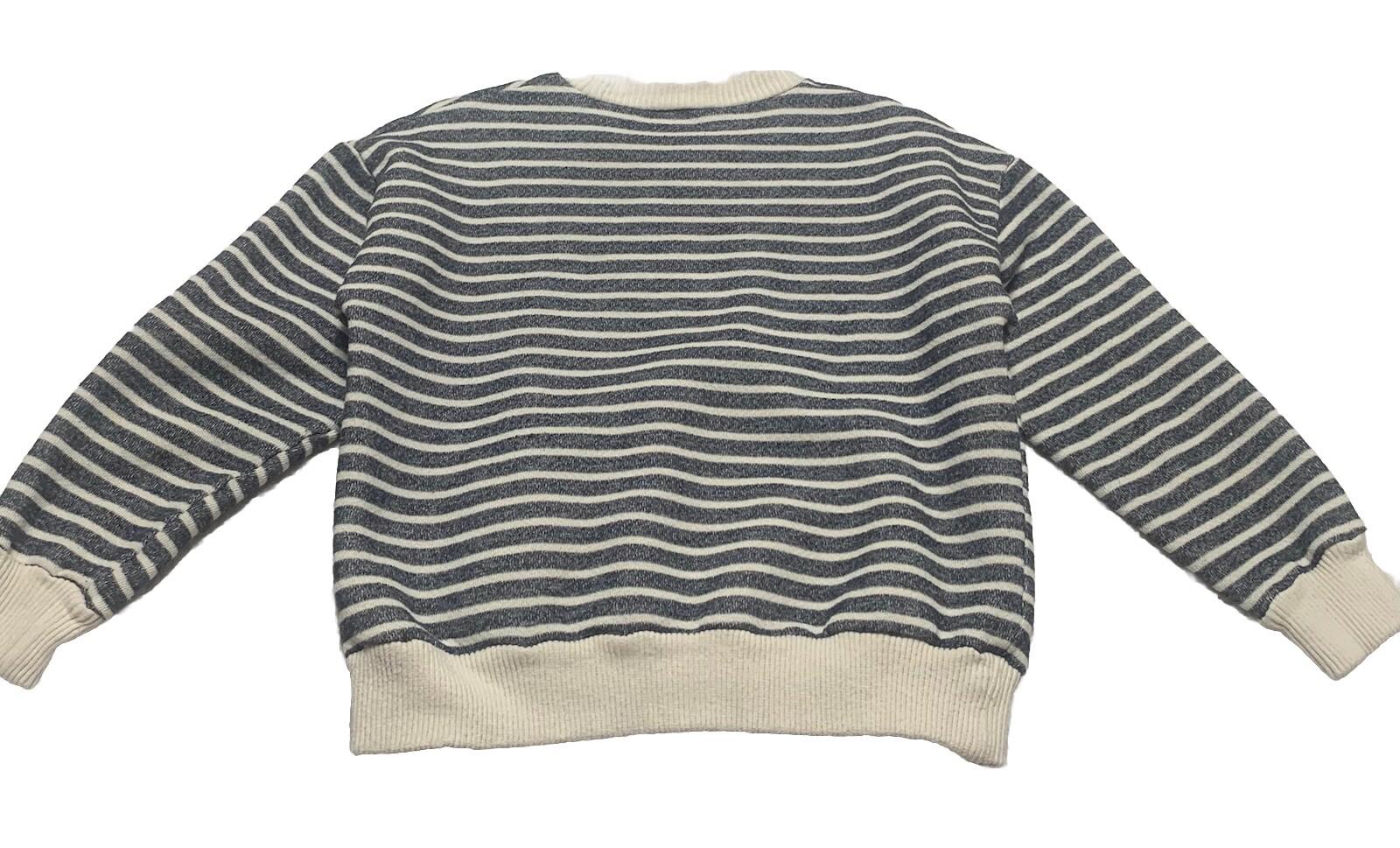Zara Womens Size M Blue Beige Cropped Long Sleeve Sweater Top Loungewear