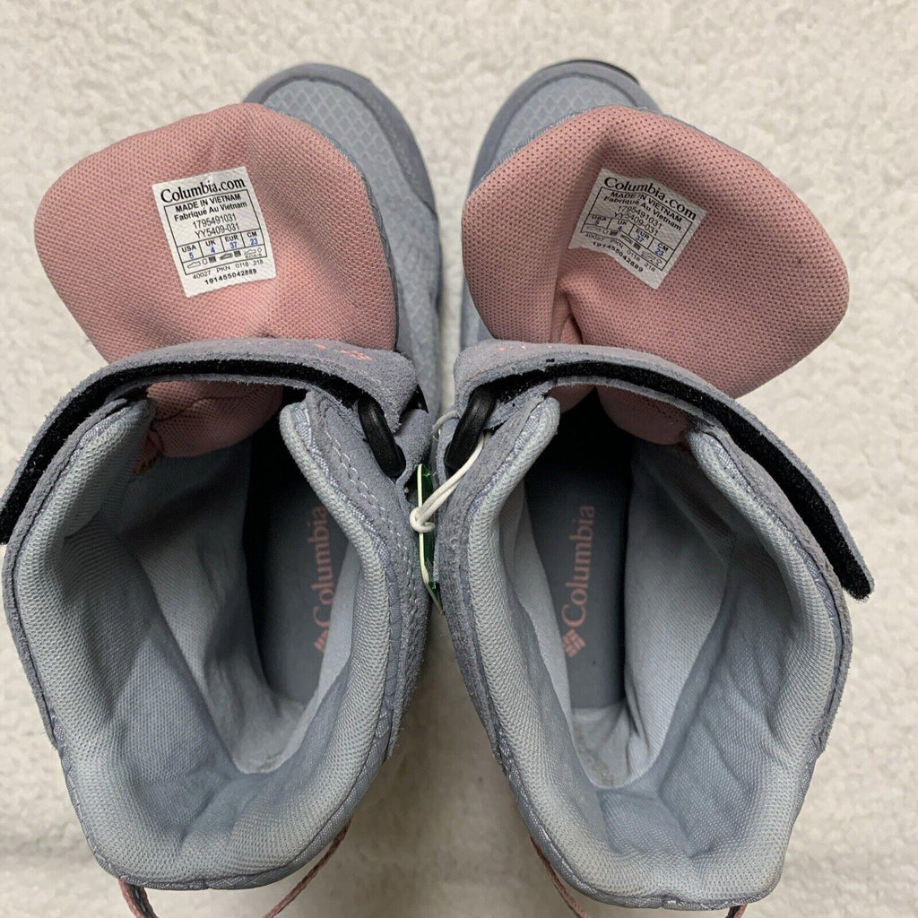 Columbia Youth Snow Boots Size 5 Waterproof Winter  Omni-Grip  Gray Pink