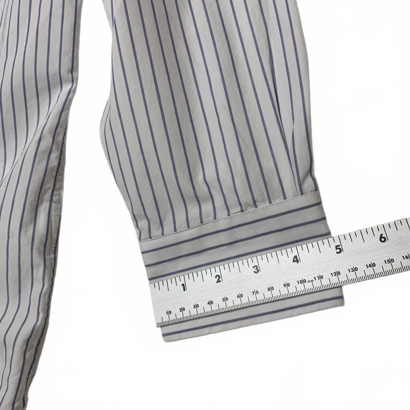 Banana Republic Men's Size XL Slim Fit White Blue Striped Button-Up Shirt