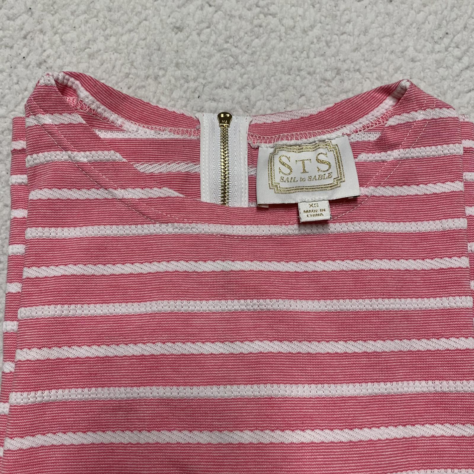Sail to Sable Juniors Size X-Small Pink White Striped Long Sleeve Summer Dress