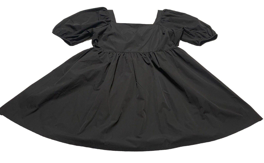 H&M Women’s Size Large Black Sun Dress Puff sleeve Vacation A-Line Cut