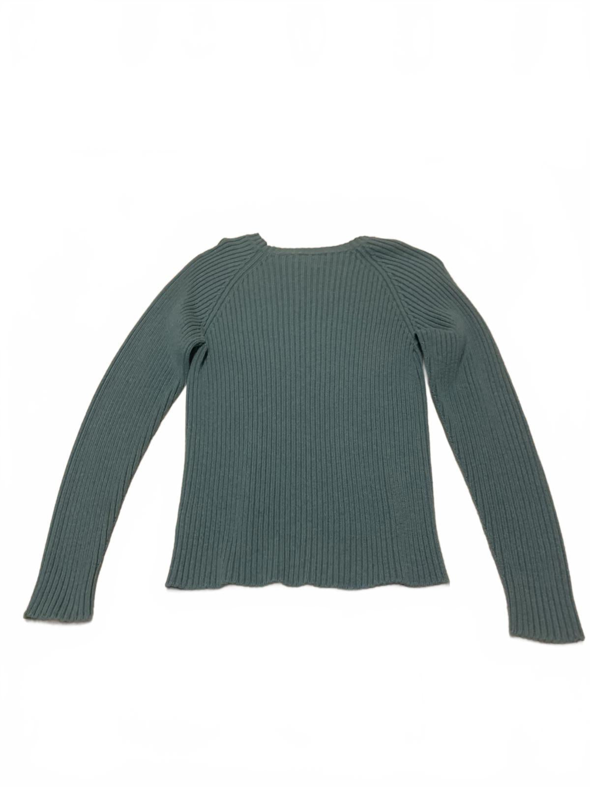 VTG 90s Lands’ End Sweater Men’s M 38 40 Green Ribbed Knit Crewneck Made in USA