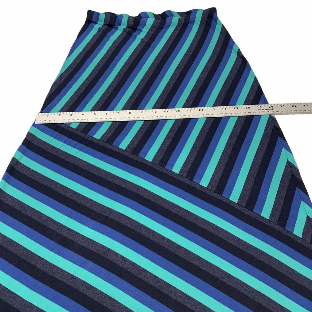 Vtg Matty M Womens Sz S Convertible Midi Skirt to Dress Blue Green Striped