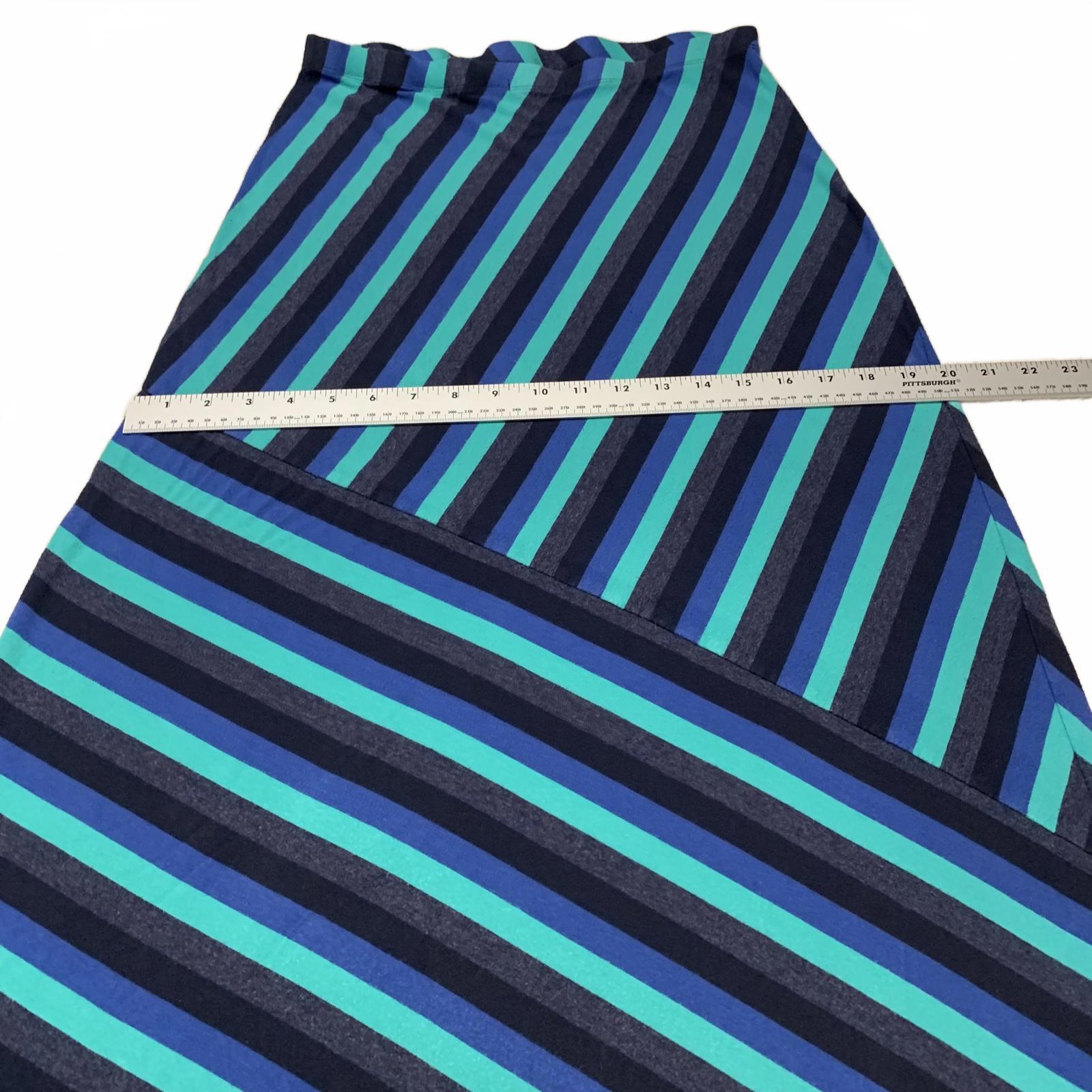 Vtg Matty M Womens Sz S Convertible Midi Skirt to Dress Blue Green Striped