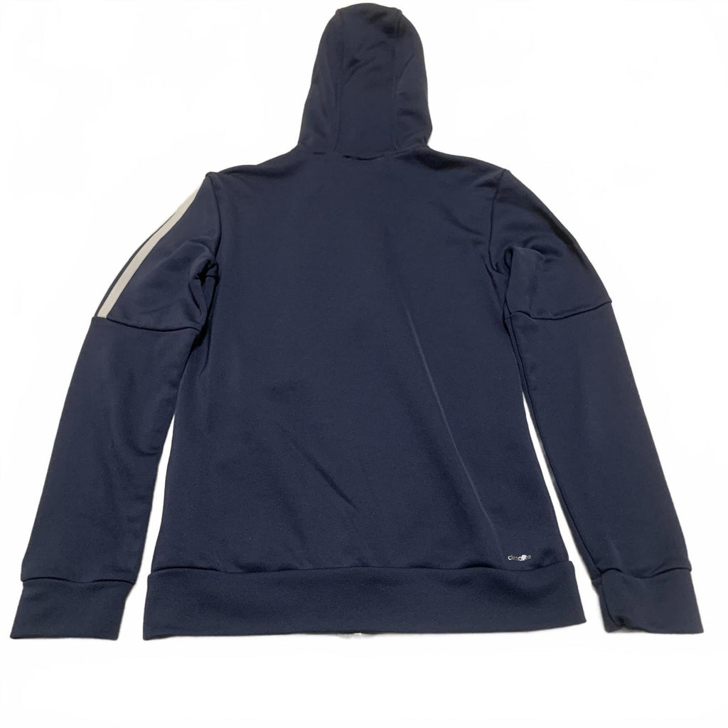Adidas Women's Size S Navy Blue Hooded Zip-Up Hoodie Sweater 3 Stripes