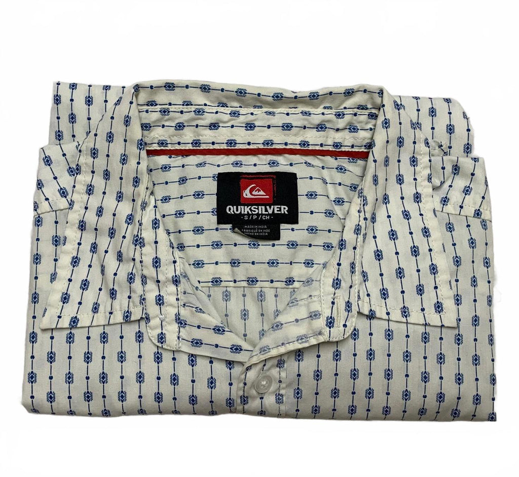Quiksilver Men's Size Small Off-White Short Sleeve Shirt Casual Short