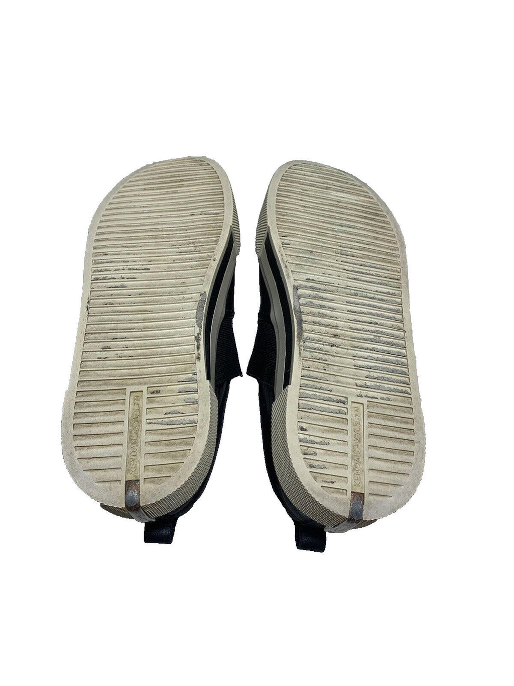 KENDALL + KYLIE Women's  7.5 Black/White Faux Leather Slip On Platform Sneakers