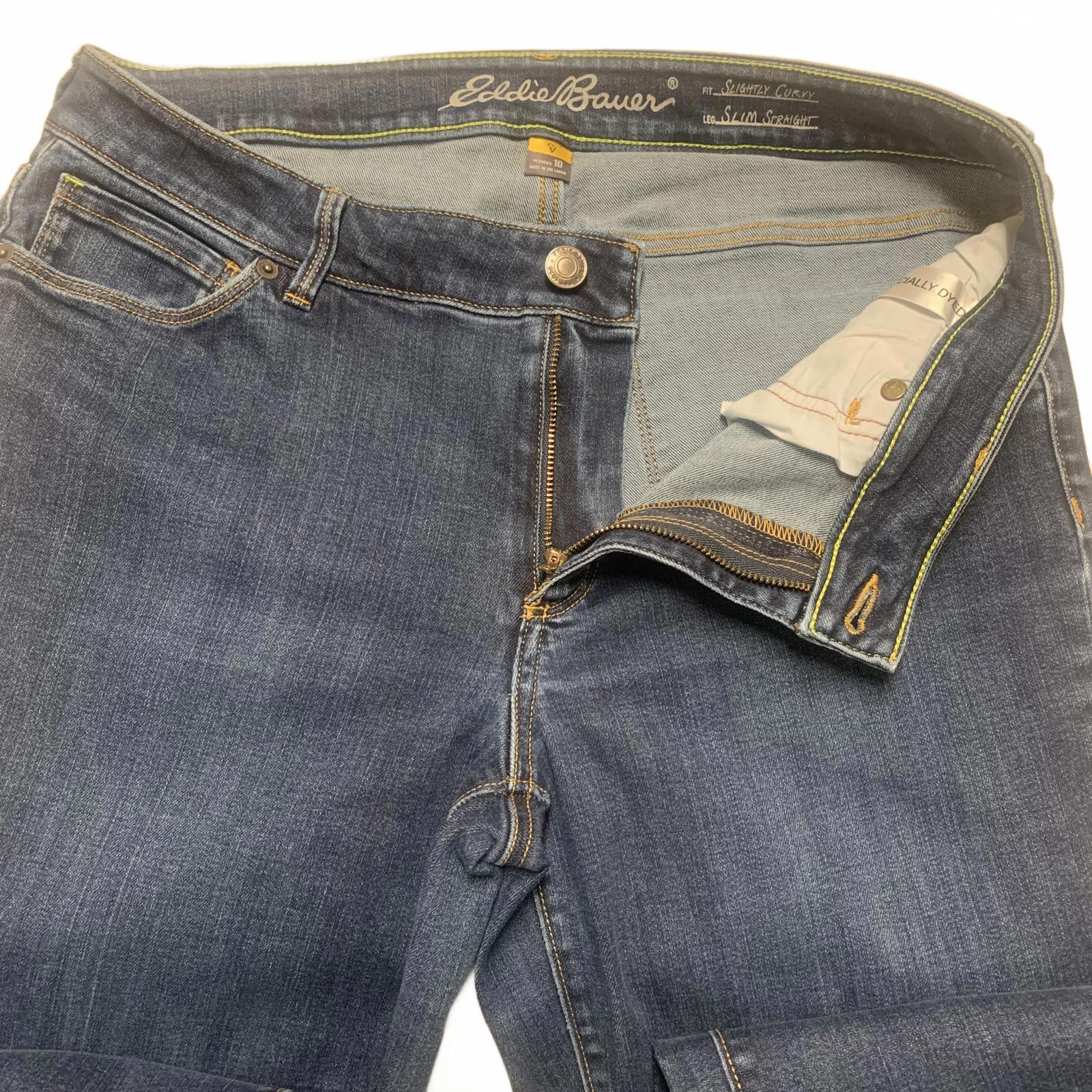 Eddie Bauer Womens Size 10 Dark Wash Blue Slim Straight Curvy Jeans W31 X 29.5L