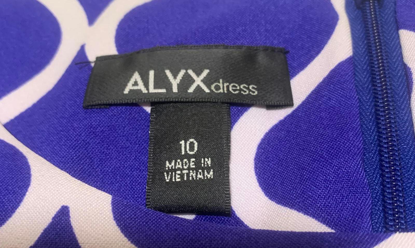 ALYX dress Women's Size 10 Royal Blue White Patterned Sleeveless Dress