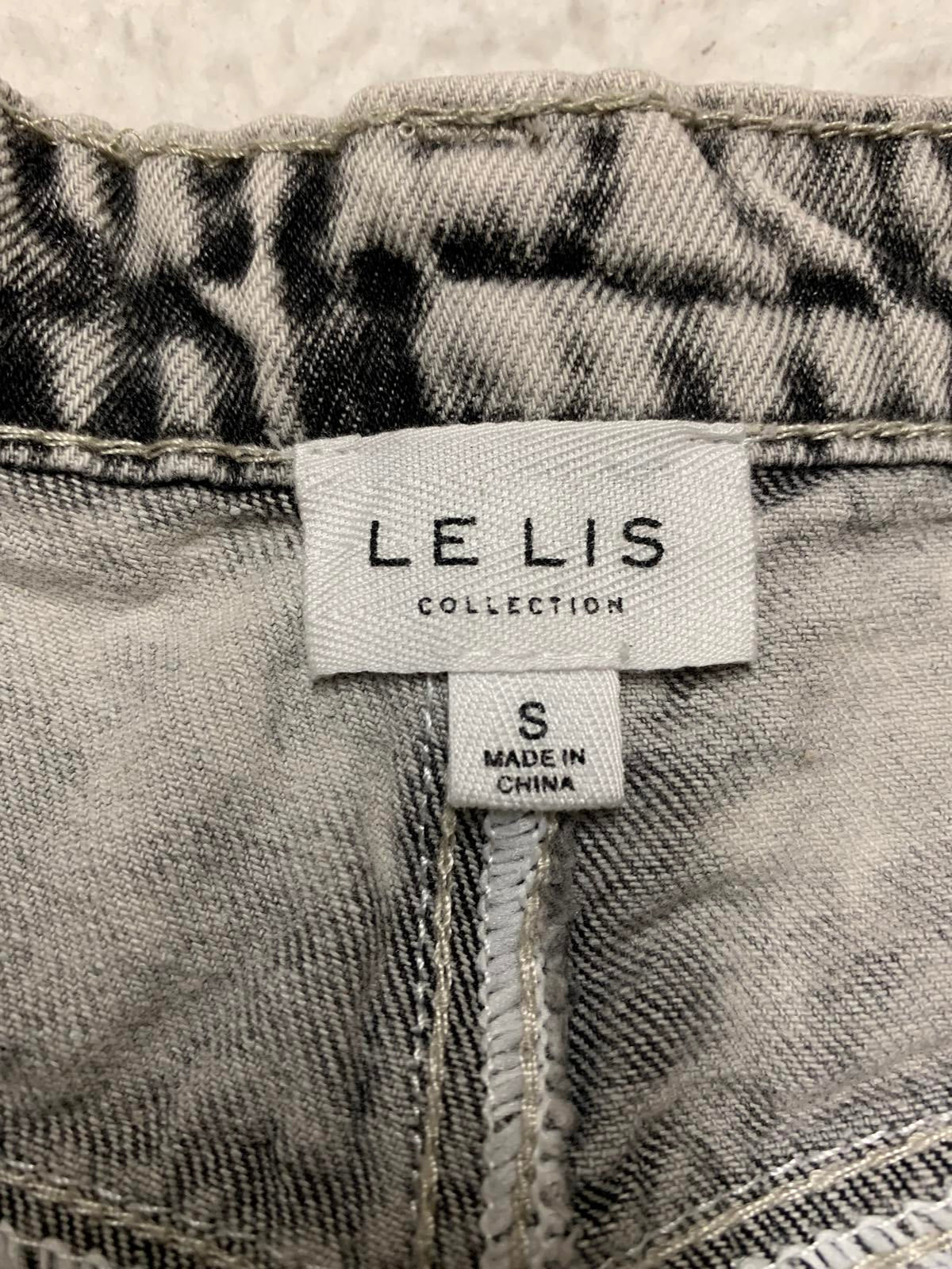 LE LIS Distressed Gray Denim Sz Small W25  Denim Shorts Mid -Rise Frayed Hem