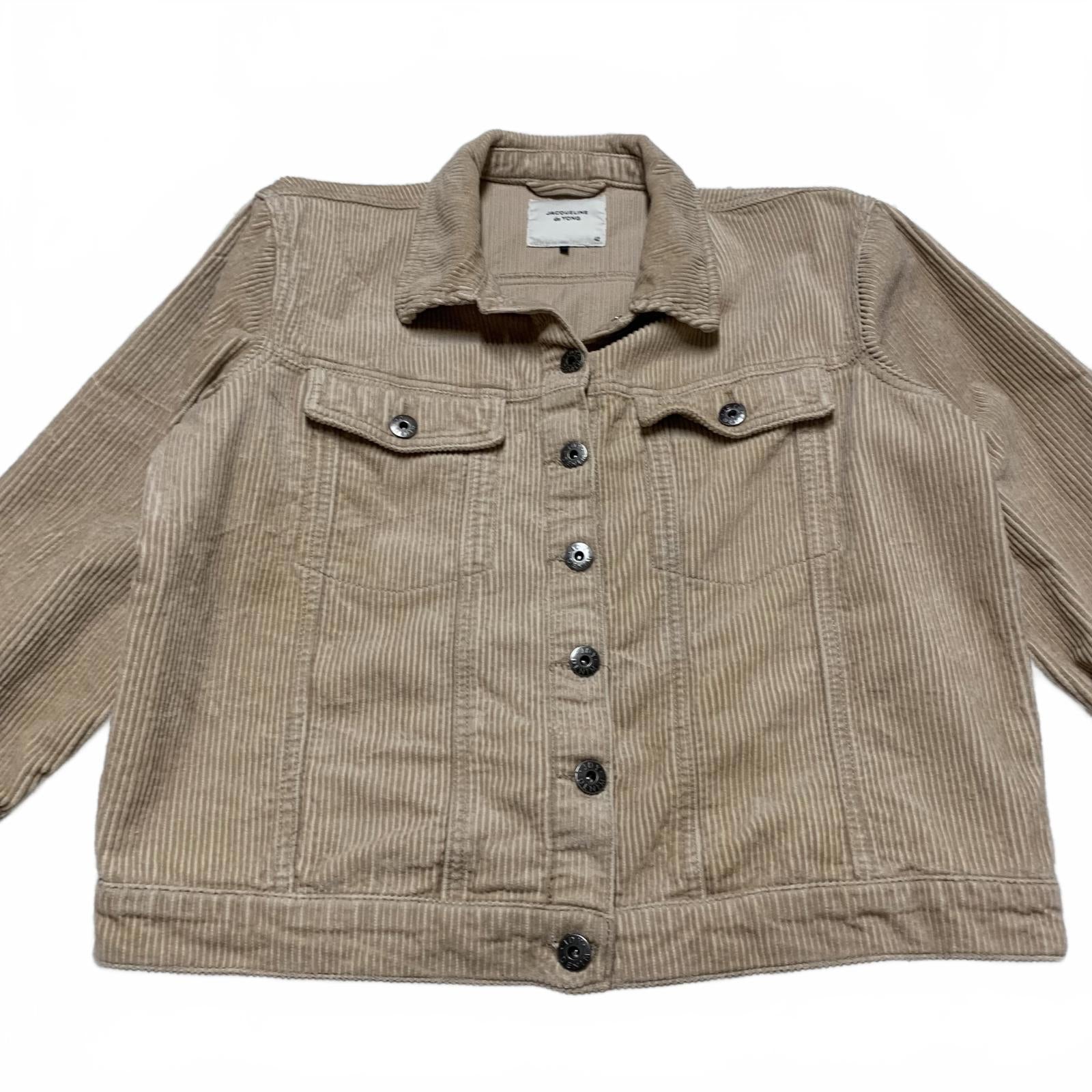 Jacqueline de Yong Women's Sz L/XL  42 Beige Corduroy Cropped Jacket