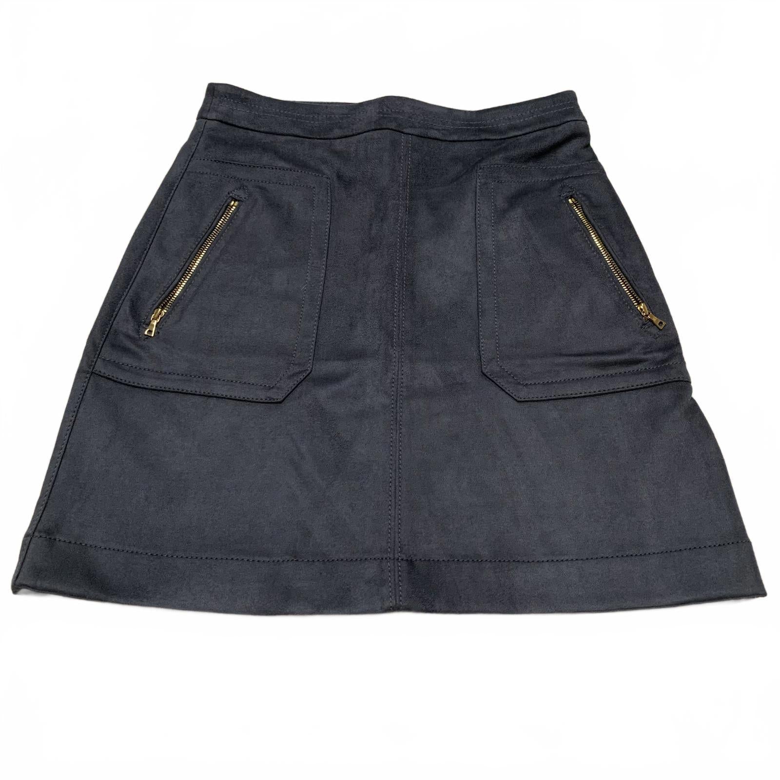 LOFT Petite Sze 00 Petite Suede Mini Skirt Zipper Pockets Charcoal Gray W 26.5