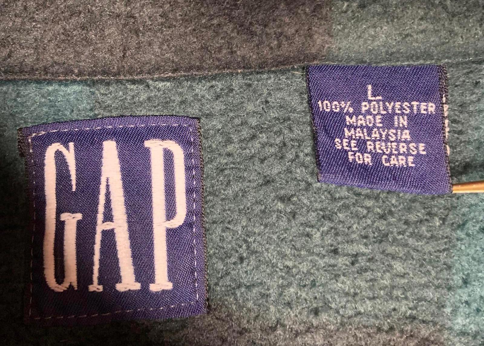 GAP Men's Size Large Buffalo Plaid Green Black Checkered Fleece Vest
