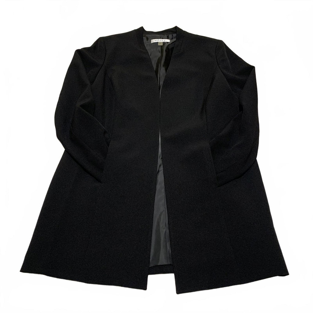 Kasper Women's Black Open Front Blazer Jacket Size 12 Lined Career Work Office