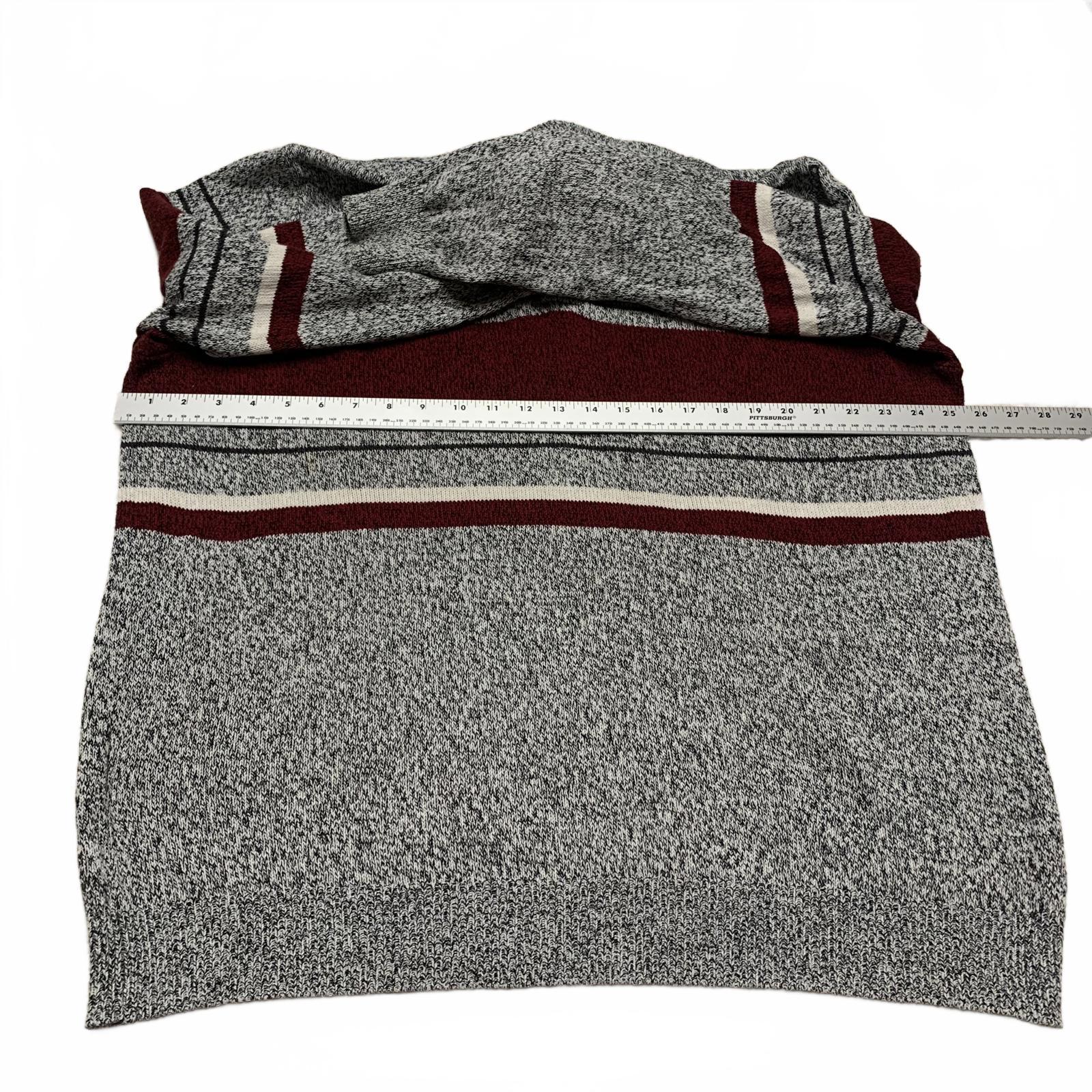 Croft & Barrow Men's XL Gray Burgundy Striped Sweater Cotton