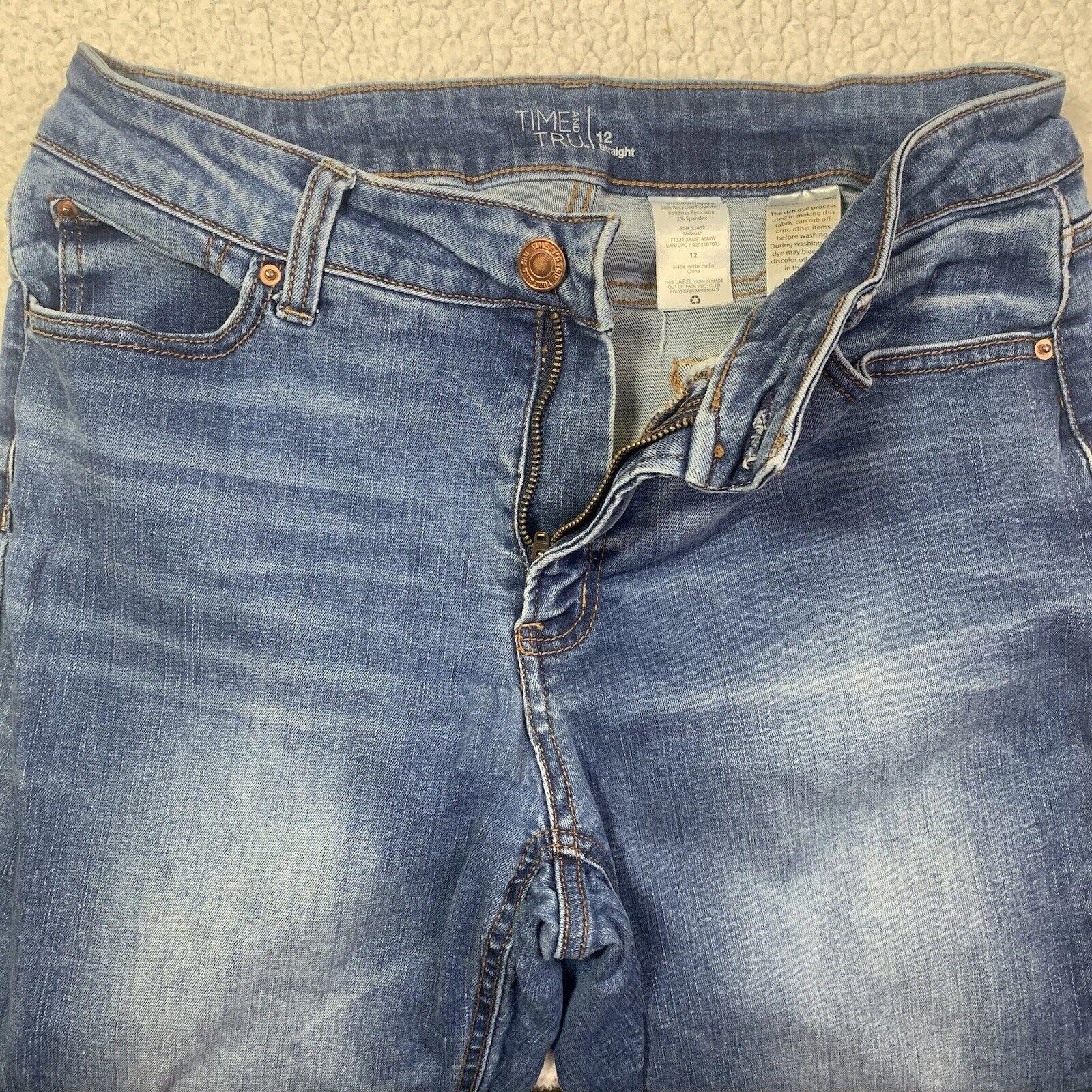 Time And True Jeans Women 12 Blue Straight Leg  Dark Wash