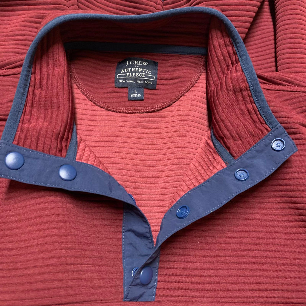 J.Crew Men's Size Large Authentic Fleece Burgundy  Pullover Jacket