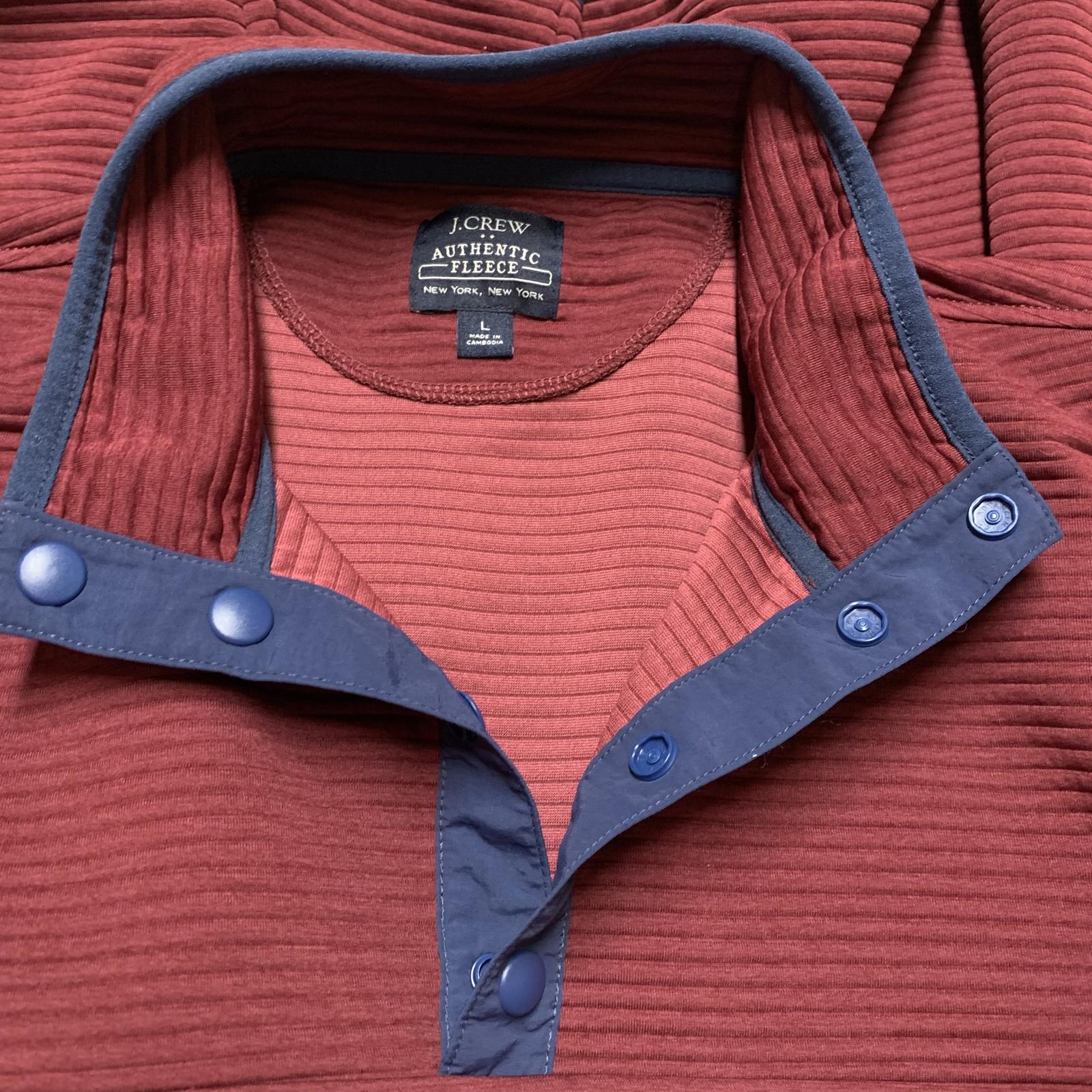 J.Crew Men's Size Large Authentic Fleece Burgundy  Pullover Jacket