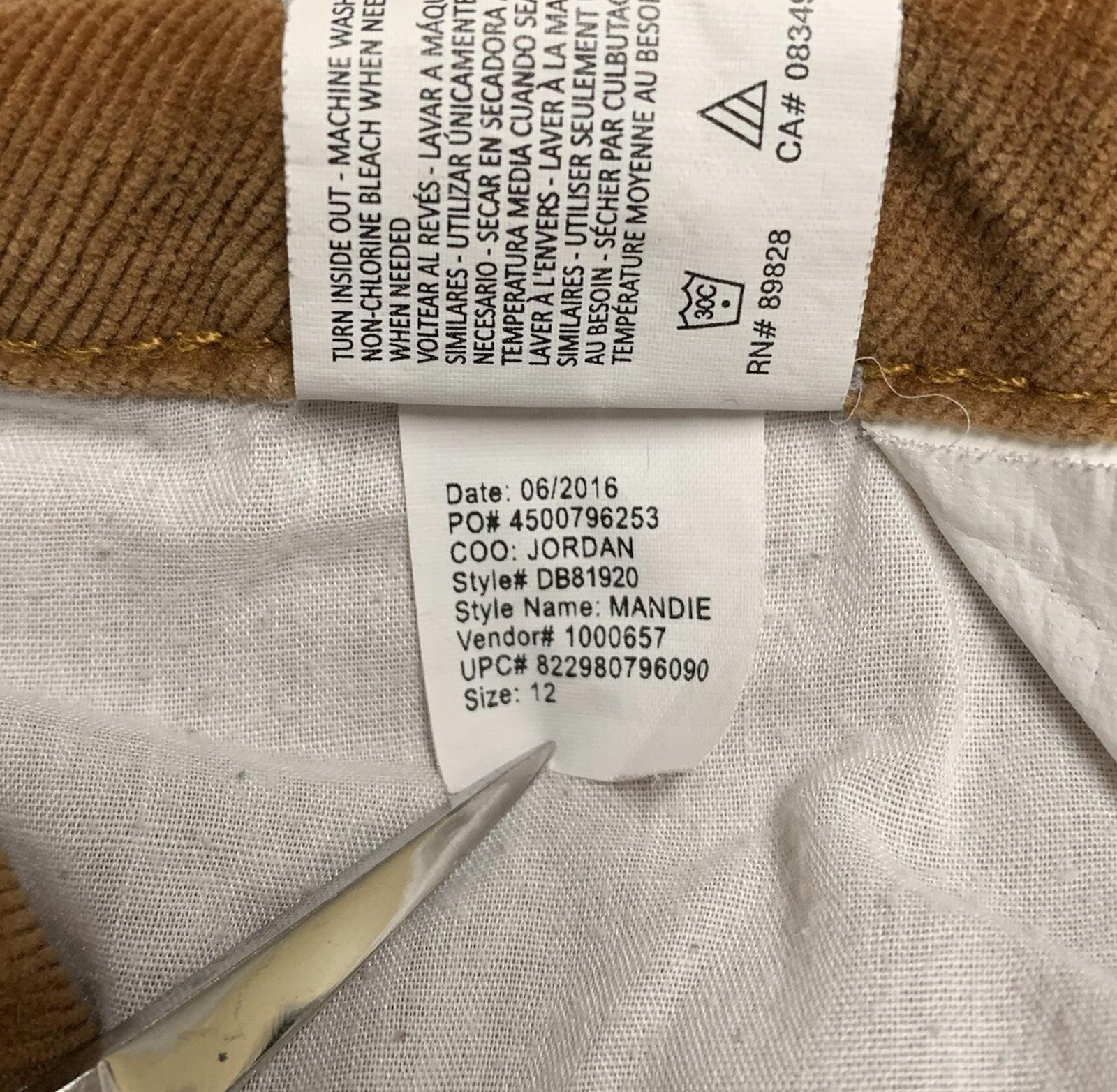 Bandolino Women's Corduroy Pants Sz 12 Brown Mandie Style  Straight Leg