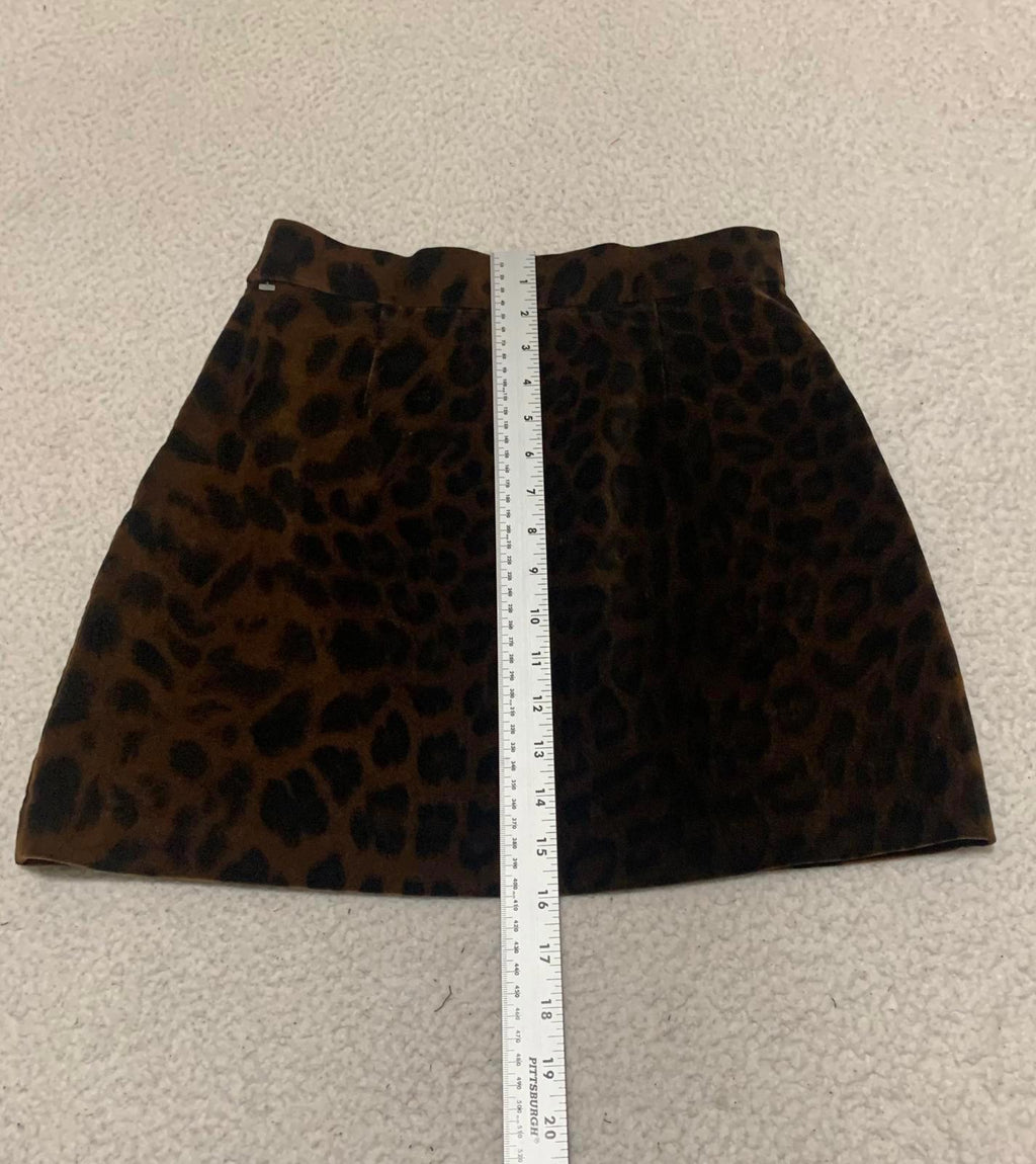 Zara TRF Women's Velvet Leopard Print Mini Skirt XS Brown Black Y2K Retro