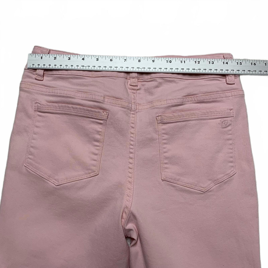 Susan Graver Women's Size 10 Pink Flare Soft Denim Jeans 29.5 x 23L Actual