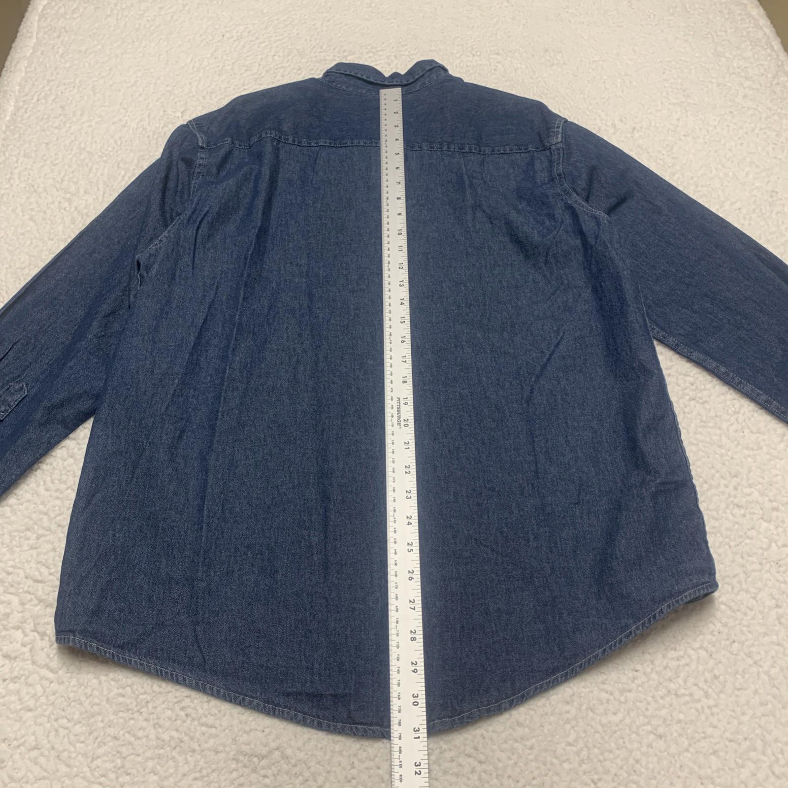 Port & Company Men's Size Large Denim Blue NYCHA Button-Up Shirt