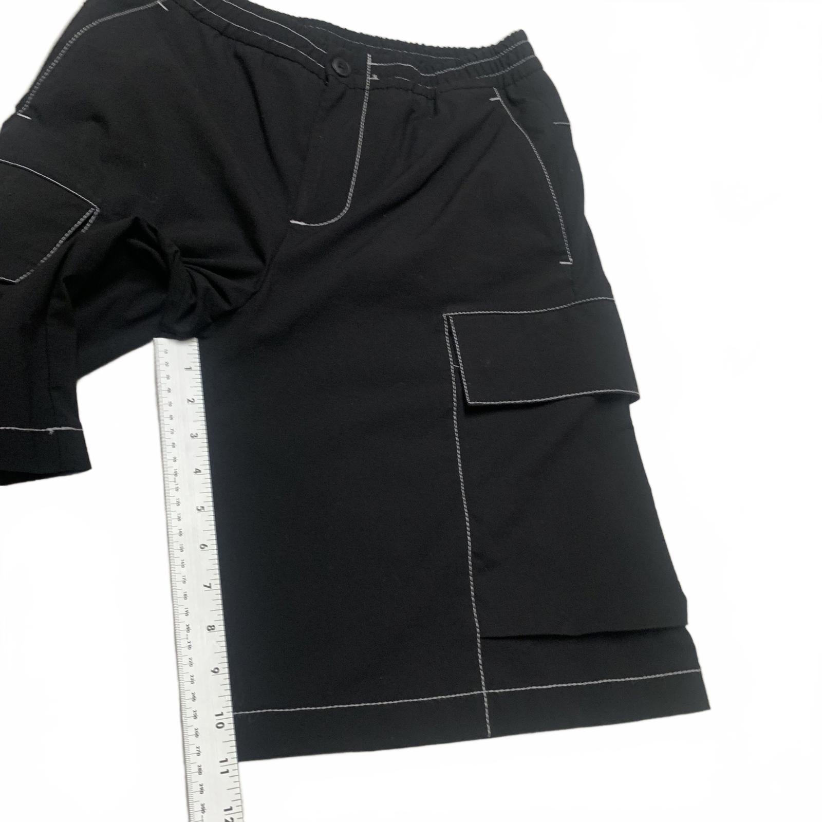 Zara Mens Sz Small Black Cargo Shorts Side Pockets W28