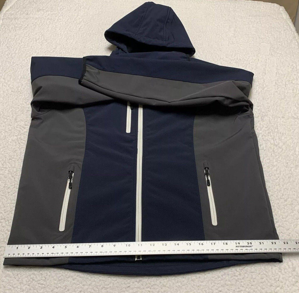 Landway Men's Medium Navy/Gray Hood Soft Shell Full-Zip Fleece Lined Golf Jacket