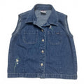 Genuine Girl Sze XLarge(18) Blue Denim Vest Floral Embroidery