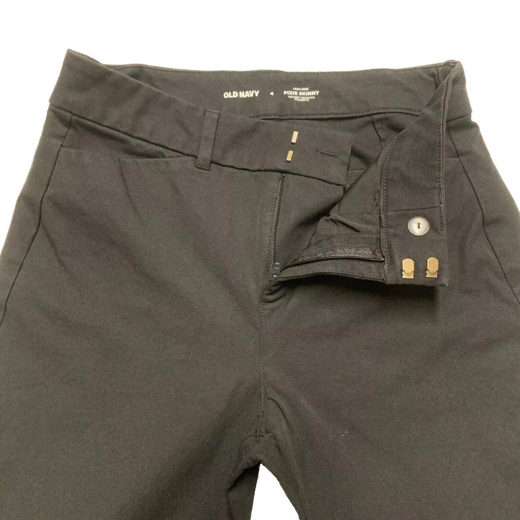 Old Navy Women’s Size 4 Black High Rise Pixie Skinny Trouser Pants Pocket Slacks
