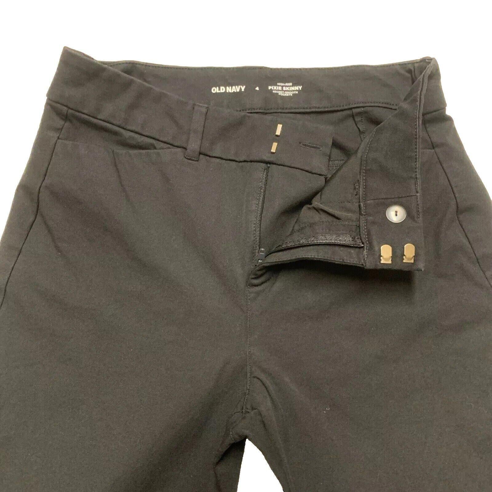 Old Navy Women’s Size 4 Black High Rise Pixie Skinny Trouser Pants Pocket Slacks