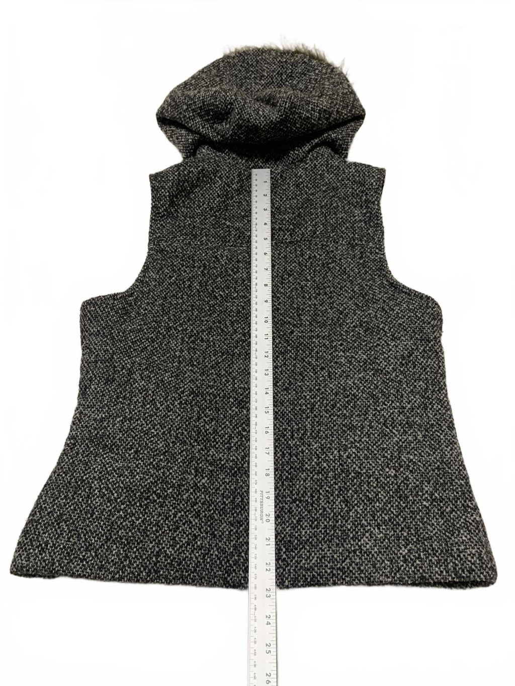Y2K Faux Fur Vest  Supply Co. Women's Size L Specked Black Hooded Zip Up