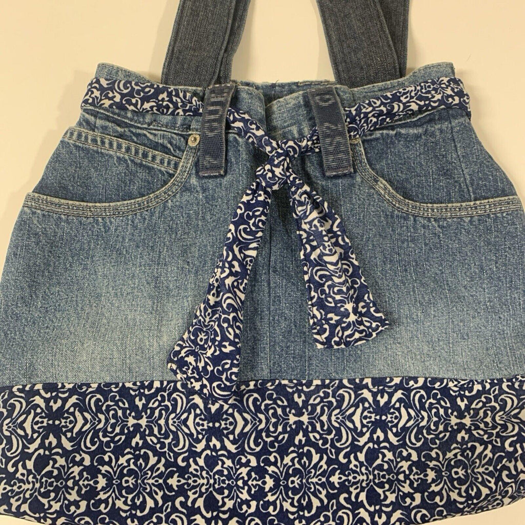 Guess Jeans Authentic Indigo Denim Tote Youth Shoulder Bag Handcrafted Vintage