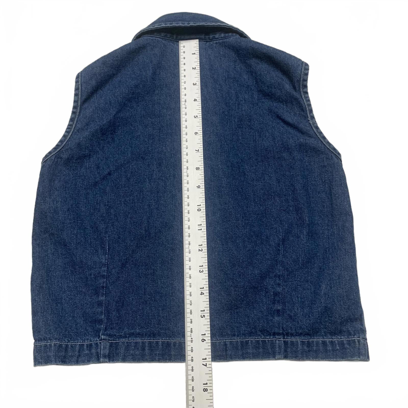 Genuine Girl Sze XLarge(18) Blue Denim Vest Floral Embroidery