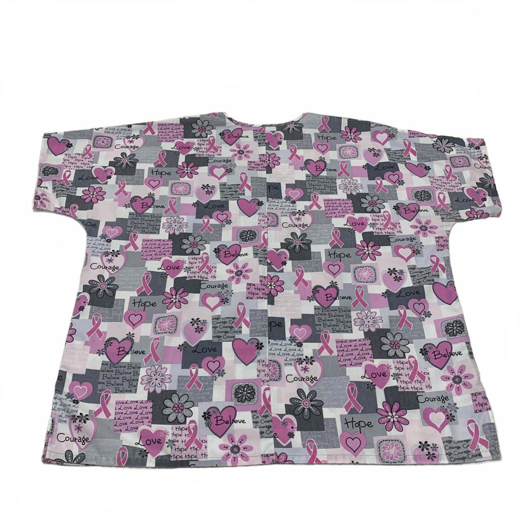HQ Scrub High Quality Basic Women's L/XL Pink Ribbon Breast Cancer Awareness